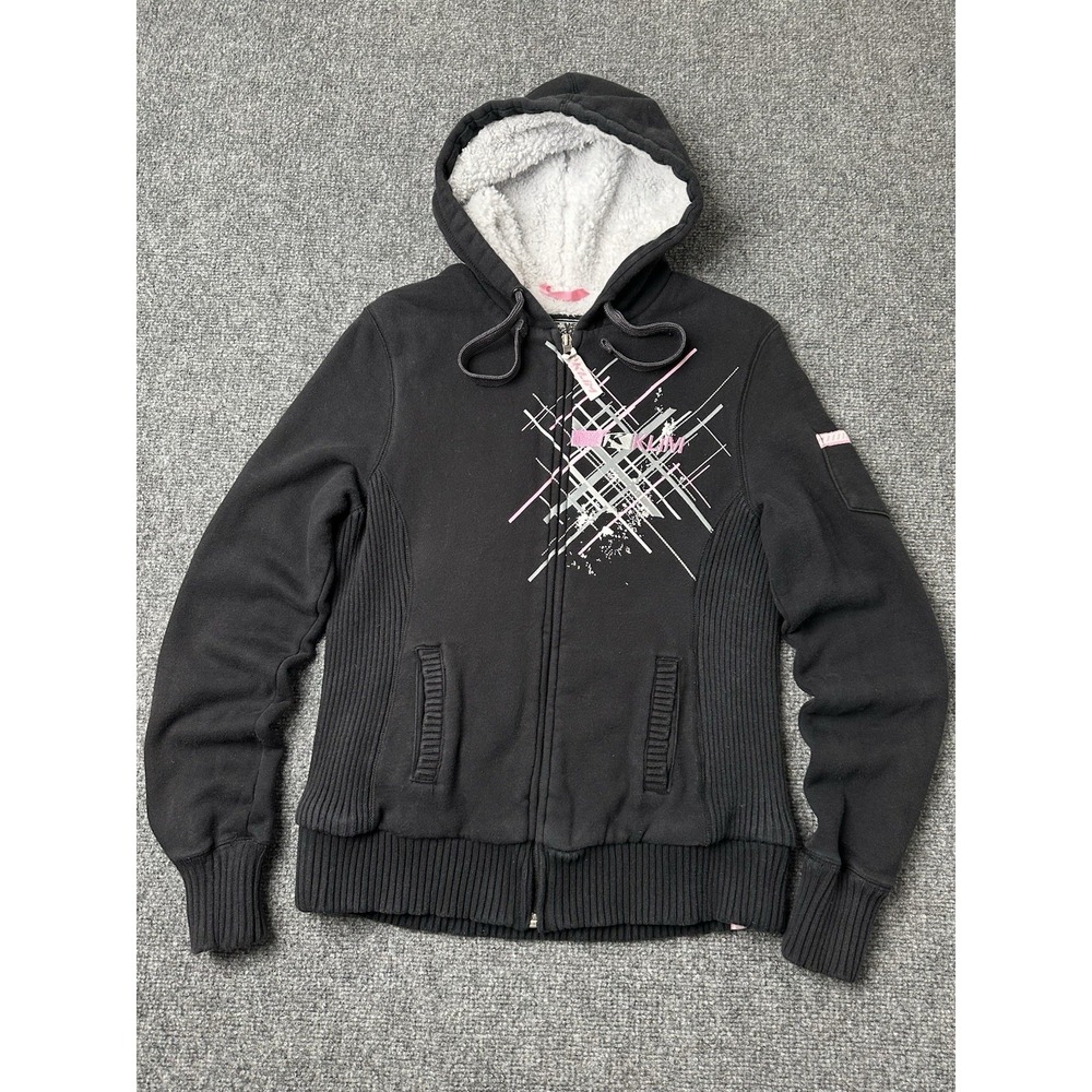Womens Hoodie Klim Full Zip Black Sherpa Lined‎ Jacket, Size M